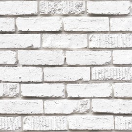 Tomete White Brick Peel and Stick Wallpaper Gray Faux 3D Brick Contact Paper for Walls Self Adhesive Removable Backsplash for Kitchen Bathroom, Vintage Stick on Wallpaper, 118” L *17.3” W, Waterproof