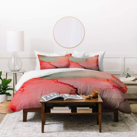 Society6 Monika Strigel Better Together Coralgreen Twin Duvet Cover and Pillow Sham Set, Multi