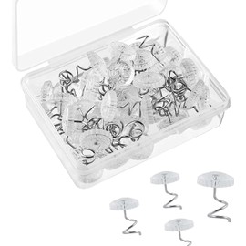 50Pcs Upholstery Pins,Stainless Steel Transparent Upholstery Tacks,Clear Heads Twist Pins,Hold Twist Pinss for Repairing Sagging Slipcovers, Loose Drapery and Bedskirts