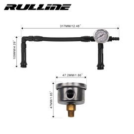 RULLINE AN6 Dual-Feed Double Pump Braided Fuel Line with 0-160 psi Vacuum Pressure Gauge Compatible with Holley 4150 Carburetor