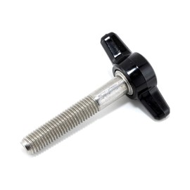 1/4"-28 x 1-1/2" Thumb Screw Stainless Steel - Black Tee Wing Plastic Knob - Fine Thread Thumbscrew - Length: 1.500" - Proudly Built in USA - Package of (10)