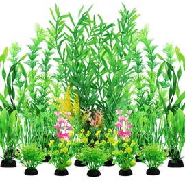 QUOZUO Fish Tank Plants, 20pcs Aquarium Decor Green Plants Artificial Aquarium Decorations Plant, Fish Tank Accessories for Household and Office Aquarium Simulation, Small to Large