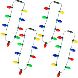 NEARTOP LED Christmas Xmas Light Up Necklace Bulb for Holiday Party Favors 9 LED Bulbs - Ugly Christmas Sweater Accessories (4 Pack)