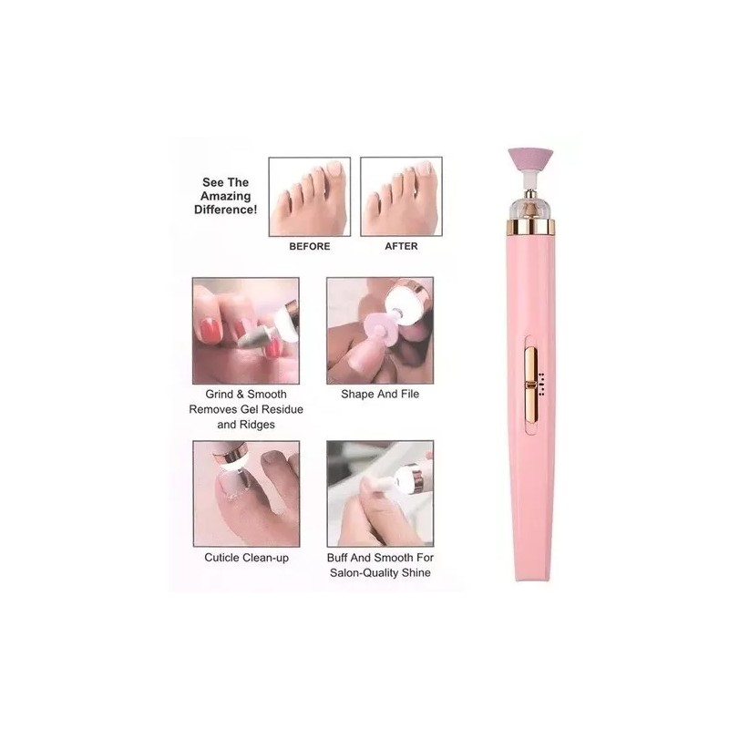 BMDG Pulidor De Uñas Recargable Usb Profesional 5 Puntas Luz