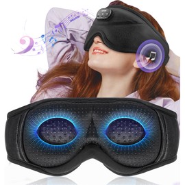 TOPOINT Sleep Mask with Bluetooth Headphones Wireless, 3D Eye Mask for Sleep Headphones with White Noise, Light Blocking, Timer, 15 Hours for Women Men, Travel, Meditation, Nap, CPAP Users (2 Pack)