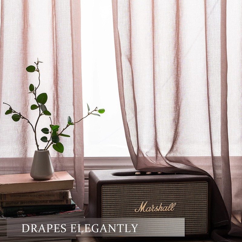 MIULEE 2 Panels Semi Translucent Gradient Ombre Curtains Linen Sheer