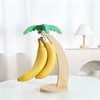 Wooden Banana Holder Stand with Hook & Palm Leaf Accent