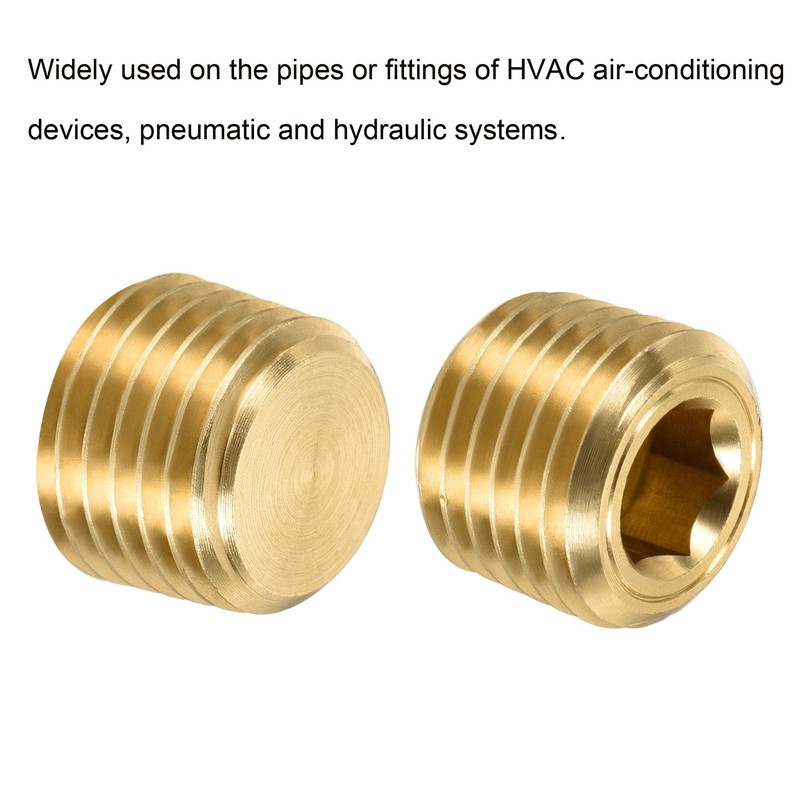 sourcing map Pack of 6 Brass Pipe Plugs 1/4 Inch