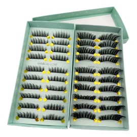 Pestañas Postizas de Mink Sintético Hipoalergénico, Pack 20 Pares Naturales para Maquillaje