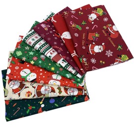 EDGEAM Pack of 8 Fabrics for Sewing 50 x 50 cm Cotton Fabric Patchwork Fabrics Package Quilting Fabrics for Quilting DIY Crafts Scrapbooking (Christmas Pattern Colourful)