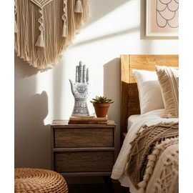 Sagebrook Home Boho Hand Sculpture Decor - Resin Palm Statue with Mystical Eye Design - Polyresin Decorative Object for Home, Office, Living Room, and Meditation Spaces - 10" White