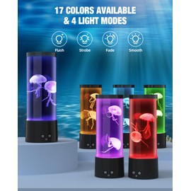 GuardWee Jellyfish Lamp, Jellyfish Aquarium Lamp with 17 Light Effects - Table Lamp Night Light Mood Light with Remote, Jelly Fish Tank Aquarium for Living Room, Christmas Birthday Gifts for Kids