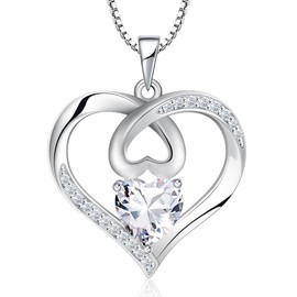 Ysabeau Love Heart Necklaces for Women 925 Sterling Silver Pendant Necklace Forever Love Jewelry Mothers Day Valentines Christmas Birthday Gifts for Her Wife Mom Girlfriend Daughter