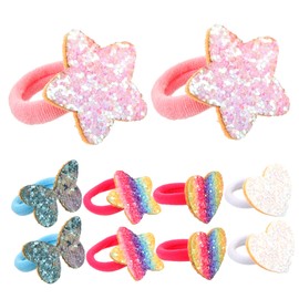 FRCOLOR 5 Pairs of Sequin Elastic Band Glitter Hair Bobbles for Children Hair Bobbles Small Girls Hair Bobbles Elastic Hair Bobbles Glitter Star Hair Bobbles Hair Ropes Made of Fabric