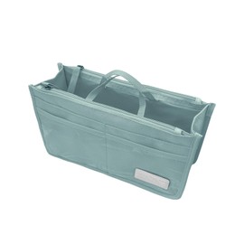 AfitLulu Bag Organiser Insert for Women, 13 Pockets Zipper Tote Bag Organiser with Handle for Travel, Handbag, Toiletries (Blue-1)