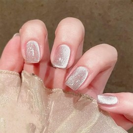 Pink Press on Nails Short Coffin Fake Nails Press ons Glitter False Nails with Designs Bling Acrylic Nails Glossy Full Cover Glue on Nails Cute Artificial Stick on Nails for Women Decorations 24pcs
