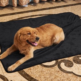 NICETOWN Waterproof Fleece Dog Blanket, Pet Blanket Medium Large Dogs, Sherpa Fleece Throw Bed Couch Protector Indoor Cat Puppy Kitten, Reversible Warm Soft Fuzzy, Pet Lovers Present, 50x60, Black