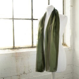 Basic Sense Shiny Satin Scarf Lightweight Silky Chiffon Solid Plain Strip Neck Scarves, Khaki