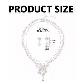 TTPSRY Jewellery Set for Women Flower jewellery Set With Zirconia and Pearls Necklace and Earrings Set Gifts for Women Adjustable Jewellery