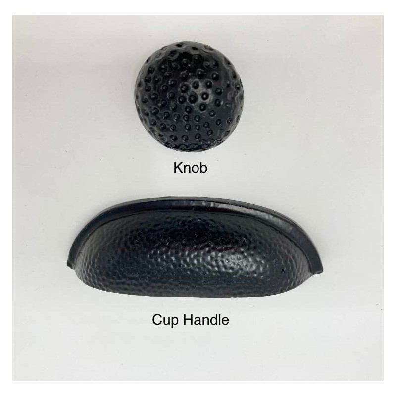 Black Hammered Knob & Cup Handle Cabinet - Drawer Pull