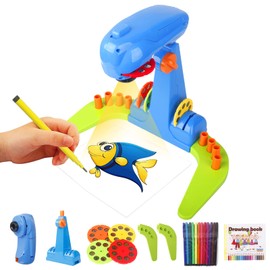 IMIREUX Drawing Projector for Kids,Intelligent Draw Projector Toy Machine with 32cartoon patters and 12color Brushes for Children Learn to Draw and Sketch，Preschool Learning Activities
