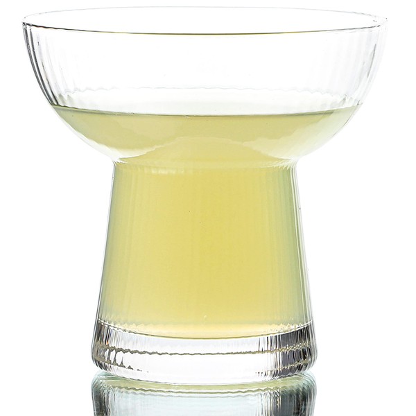 Lysenn Stemless Margarita Glasses Set of 2 - Elegant Vertical Stripes Cocktail Glasses – Premium Hand Blown Glassware for Martini and Mixed Drinks – 10 oz