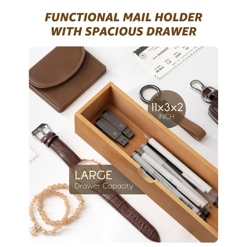 Rebee Vision Modern Farmhouse Mail Organizer with Drawer Organizer -