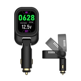 Car CO2 Monitor, Plug-in, No Battery Needed, Real-Time 10s Sampling, Rotatable Color Screen, Beep Alarm for High CO2, Fits 12V/24V Vehicles