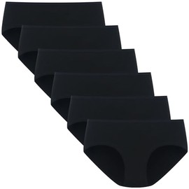 POPKOK Womens Underwear Cotton Hipster Panties Low Rise Briefs 6 Pack(Small, Black)