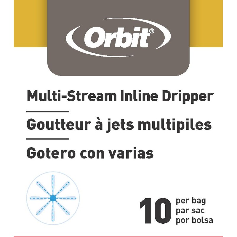 Orbit 67101 1/4" Barb Drip Irrigation Multi-Stream Inline Drip Emitter,