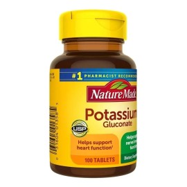 ​Nature Made Gluconato de Potasio 550 mg – Apoyo a la Función Muscular y Nerviosa, Sin Gluten ni Conservantes, 100 Tabletas​