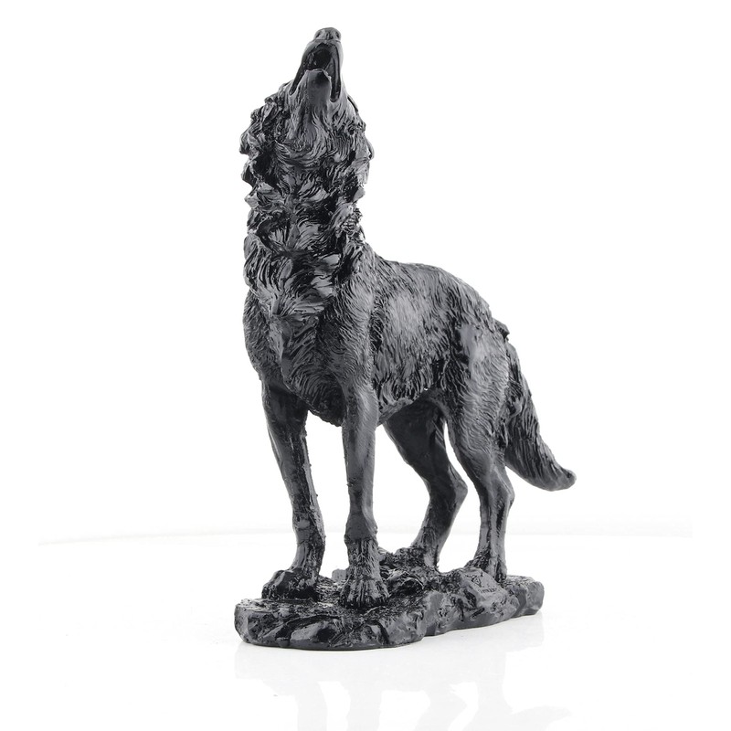 Wisifayardin Estatua y figura de lobo aullador negro para decoración