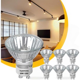 Ivyemons GU10+C 120V 50W Bulb - High Output 500LM GU10 Dimmable Bulb, MR16 GU 10 Base Bulbs Warm White GU 10 Halogen 50W Bulbs, Long Lasting 50 Watt MR16 for Candle Warmer, Track Lighting
