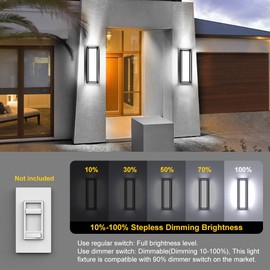 Sytmhoe LED Square Outdoor Wall Lights 2 Packs, 16inch 6000K 10%-100% Dimmable Exterior Wall Light Aluminum Body Waterproof IP65 led Porch Light for House Patio Garage Garden