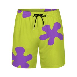 NLRESAX Funny Men's Board Shorts, Quick Dry Green Swim Trunks with Pocket and Mesh Lining Beach Shorts Bathing Suits for Casual Wear or Swimwear M