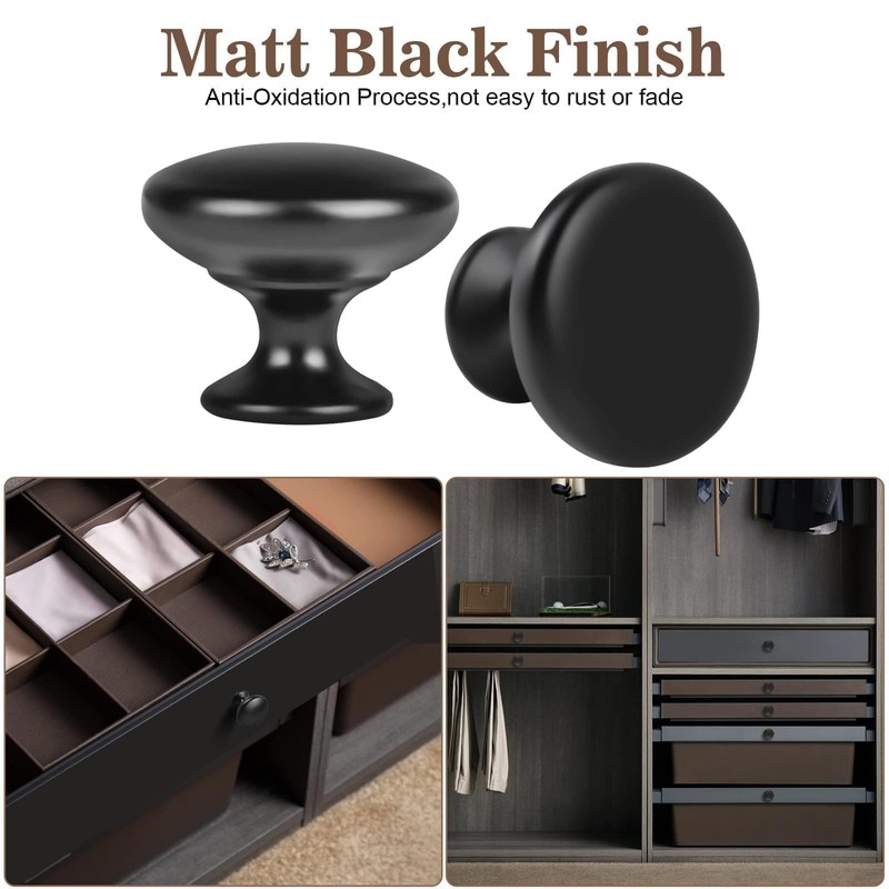 ShipeeKin 20x Cabinet Knobs Black Door Knob Matt Black Dresser