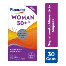 Pharmaton Woman 50 Suplemento Alimenticio para Mujer 30 Cpsulas de 750 mg. Con Hierro y Omega 3, Ayuda a Mejorar la Nutricin Diaria                   
