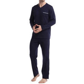 In One Clothing Men's Long Pyjamas, Blue Black