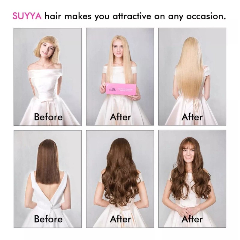 Suyya Extensiones Cabello Natural 20pz Negro Natural 16in 40gr