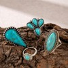 Navirix Vintage Turquoise Western Rings for Women,Exaggerated Chunky Oval Floral