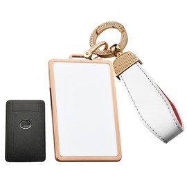 SANRILY Golden-Edge Key Card Cover for Lexus F Sport ES300L 2022 GS is NX RX ES200 ES260 lx570 2020 Keyless Full Protection Smart Key Case with Bling Keychain Beige