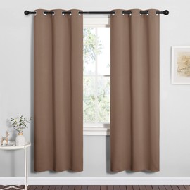 NICETOWN NICETOWN Blackout Window Curtains and Drapes for Kitchen, Window Treatment Thermal Insulated Solid Grommet Blackout Drapery Panels (Set of 2, 34 by 72 inches, Cappuccino)
