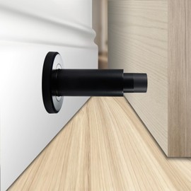 TOPTAKE Door Stoppers - Heavy-Duty Adjustable Stoppers for Bottom, Top, and Wall of Door – Anti Break-in 304 Stainless Steel Door Stops with Rubber Buffers(Black)