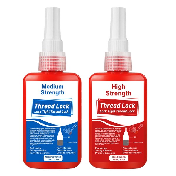 Thread Lock High Strength+Medium Strength, 100ml Locktight Threadlock Prevent Nuts,