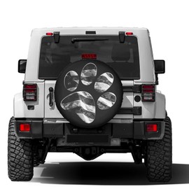 Foruidea Paws Us American Flag Spare Tire Cover Dust-Proof Wheel Tire Cover Fit Trailer, RV, SUV and Many Vehicle 17 Inch