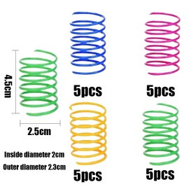 Fc'Noqgn 20 Stück Katzenspielzeug, farbenfrohe kreative Plastikspiralfedern, neuartiges Haustierspielzeug, farbenfrohe Spiralfederfedern, Spiralspielzeug für Katzen