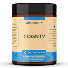 Cognitive. Nootropico con Vitaminas B, L-Tirosina, Coenzima y Hongo Cordyceps. Con 200 capsulas de 500mg (Ms de 6 meses). VitalBotanics. Nootropico.  