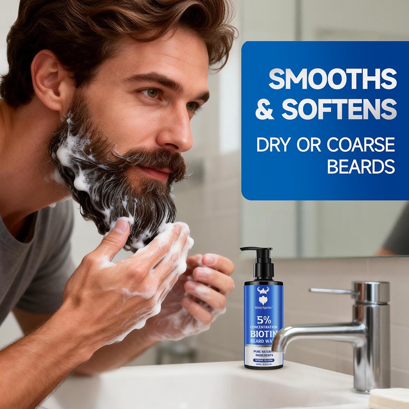 MistySprite 5% Biotin Beard Shampoo for Men, Thickening & Volumizing