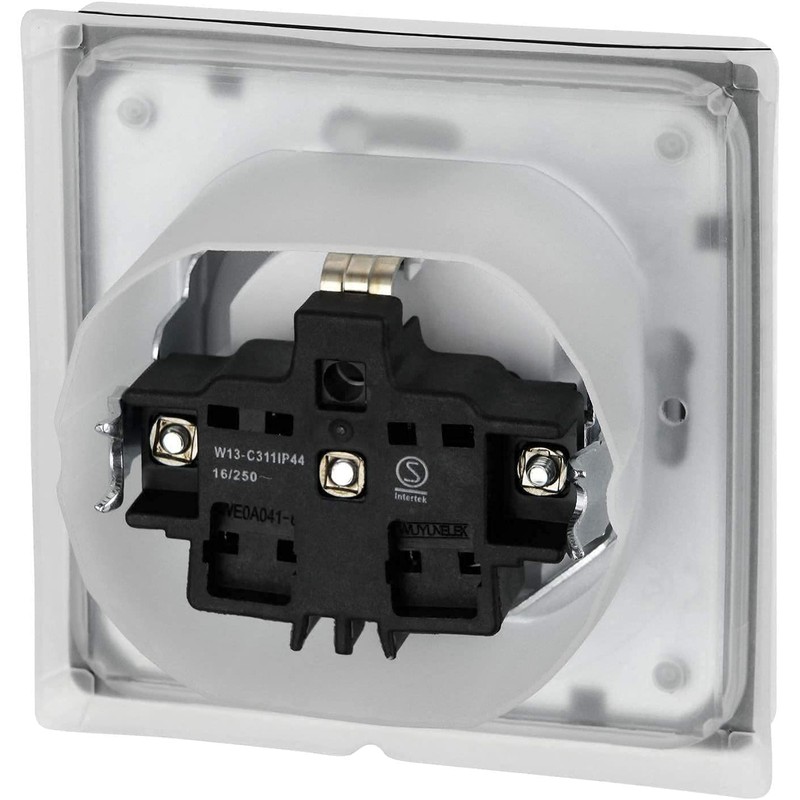 Flush-Mounted Socket IP44, All-in-One, Series C1 Matte White