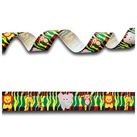 2 Yards (1.82 metres) Jungle Tiger Stripe Lion Elephant Giraffe Grosgrain Ribbon 22mm Wide, Ideal for Craft Projects, Scrapbooking, DIY Hair Bows, Present Wrapping etc.